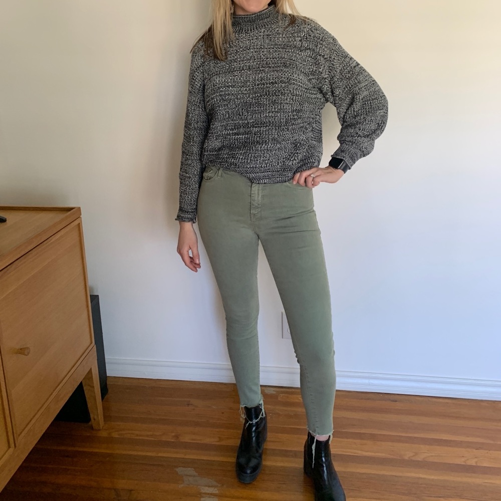 MOTHER Skinny Jeans in Olive Green
